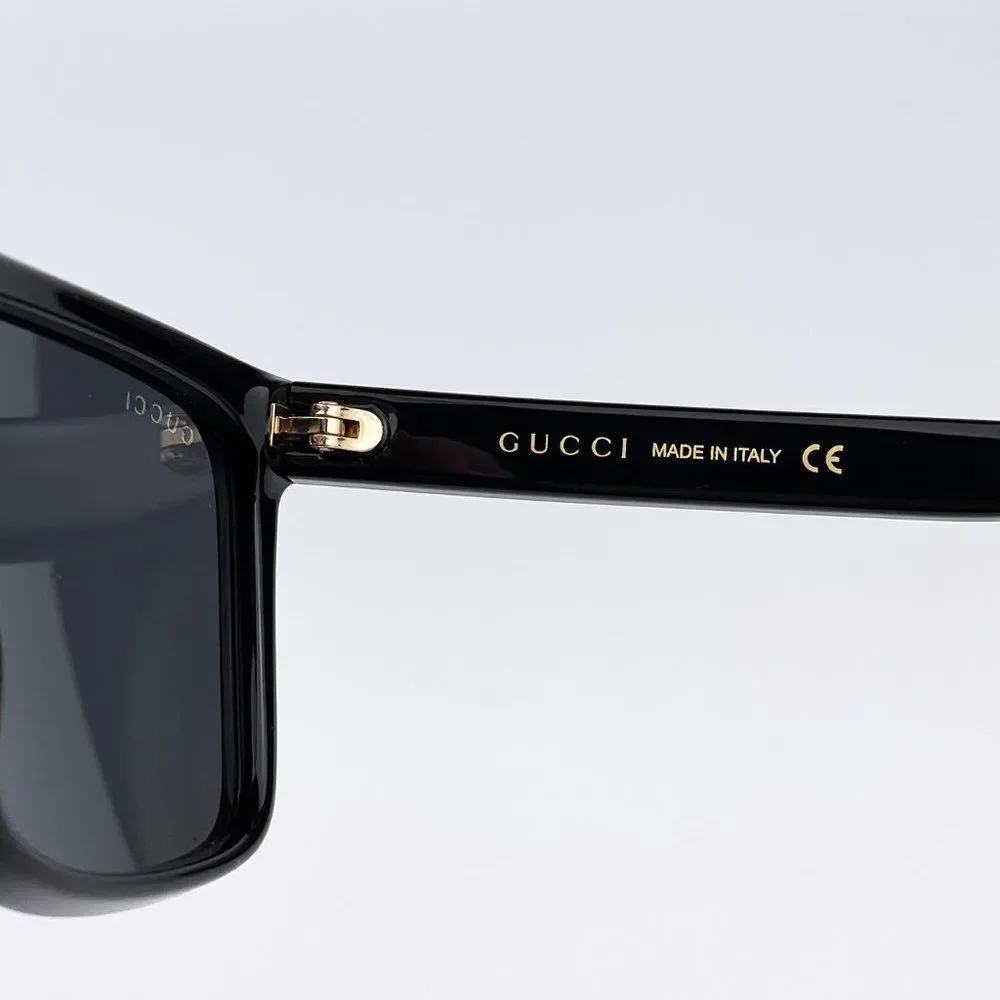 Gucci GG0748S 001 Sunglasses Black Gray Rectangle Men